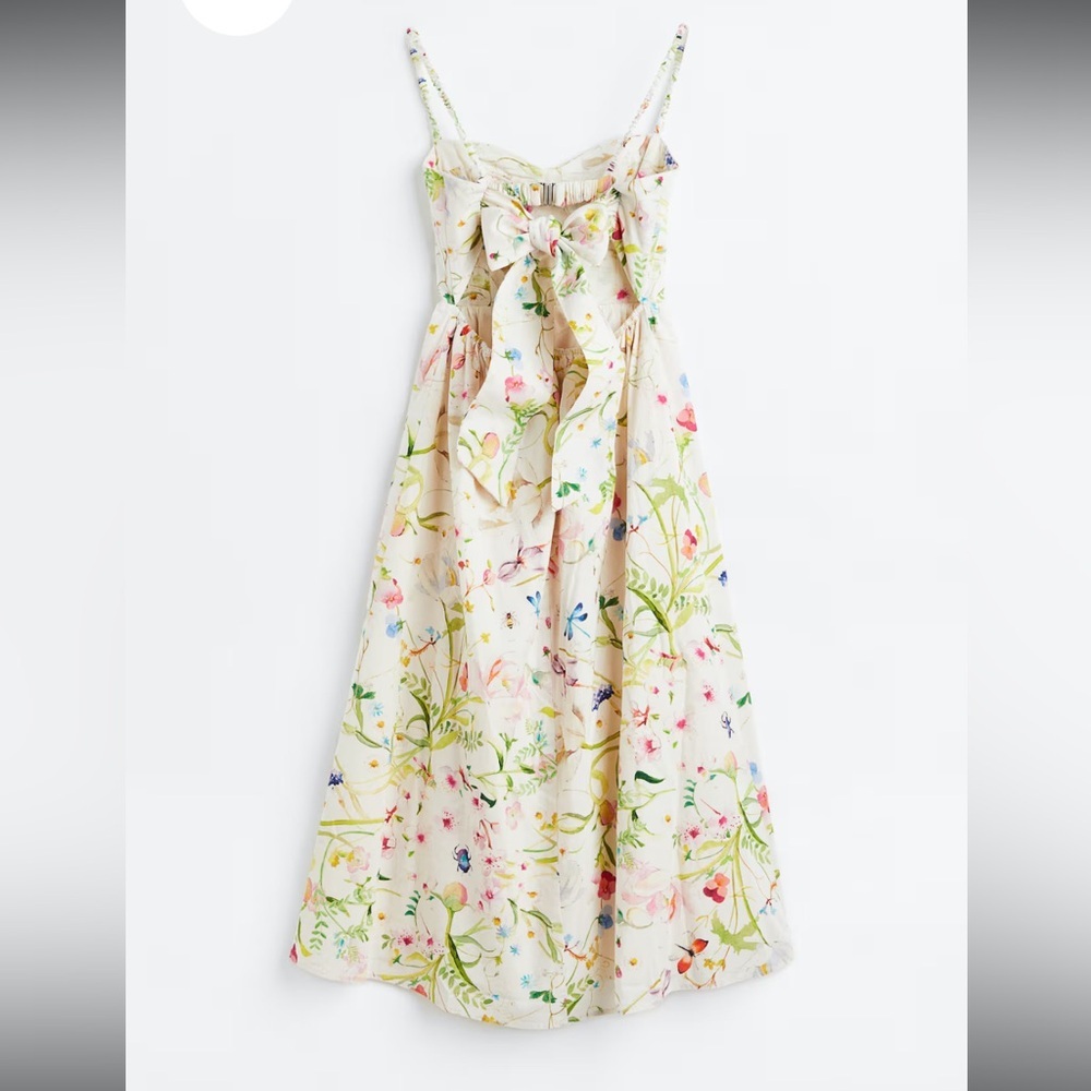 H&M Linen Blend Sweetheart MIDI dress - Picture 2 of 9